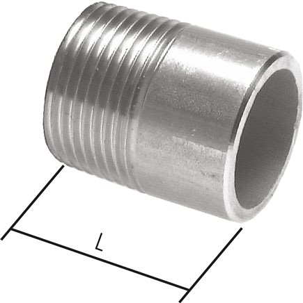 Exemplary representation: Weld-on nipple similar to EN 10241 / DIN 2982, 1.4571